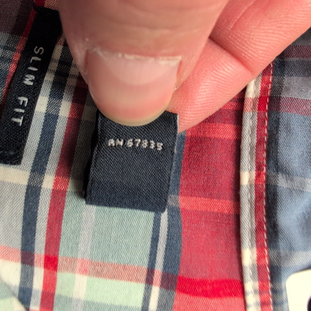 Nautica chemise manches courtes rouge bleu carreaux slim fit taille M