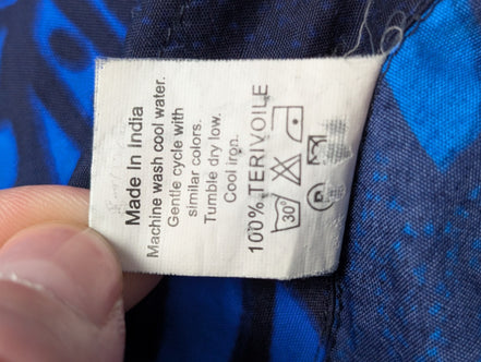 Chemise hawaïenne Création perroquets bleue manches courtes taille L #714 hawaii