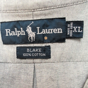 Chemise Ralph Lauren Blake XL/XXL gris uni manches courtes coton Hong Kong