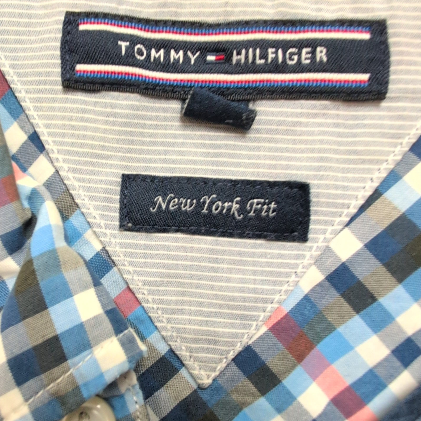 Chemise Tommy Hilfiger Carreaux Bleu Blanc Rouge Manches Longues - Taille XL
