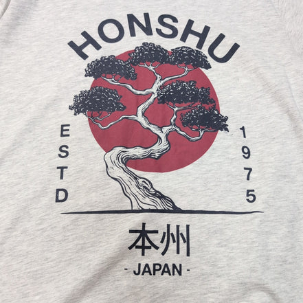 T-shirt Threadbare XL Gris Chiné Japon Bonsaï Tokyo 100% Coton Regular Fit