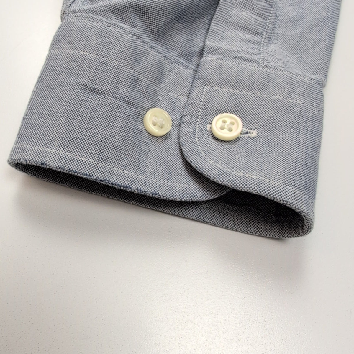 Chemise BURBERRY L Bleu Oxford Logo Rouge 100% Coton Manches Longues