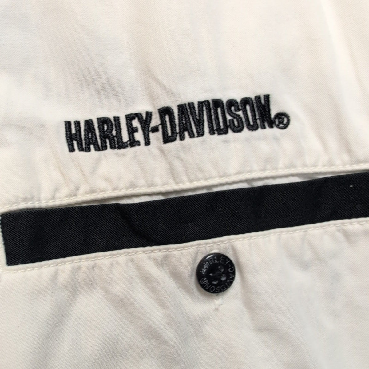 Harley Davidson Chemise Noire Blanche Brodée Manches Courtes Homme Taille M