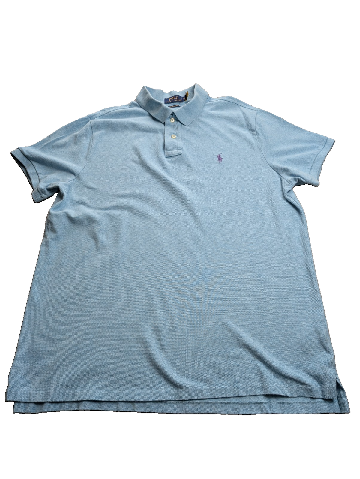 Polo manches courtes Polo Ralph Lauren XL bleu ciel logo violet Custom Slim Fit
