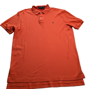 Polo manches courtes Polo Ralph Lauren M orange 100% coton logo bleu marine