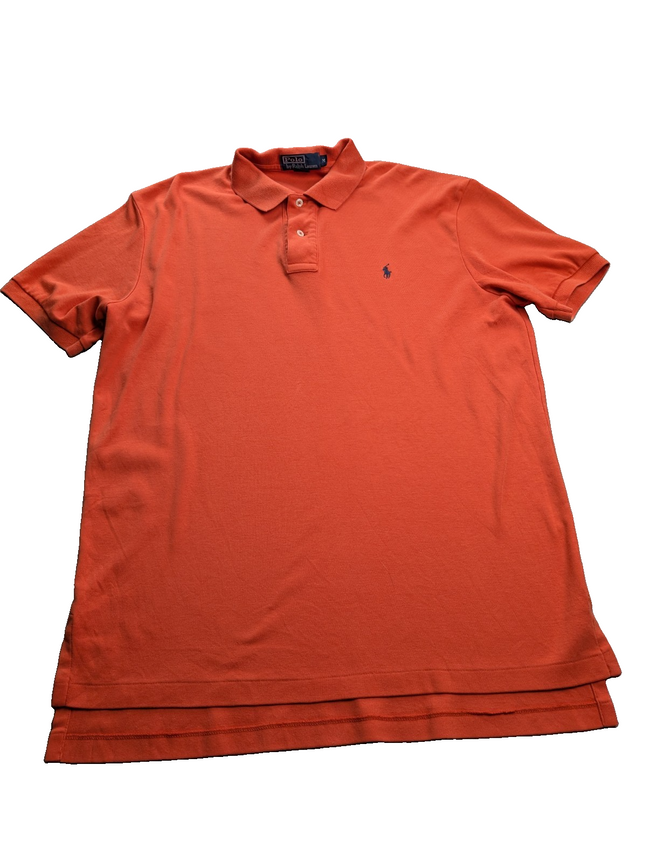 Polo manches courtes Polo Ralph Lauren M orange 100% coton logo bleu marine