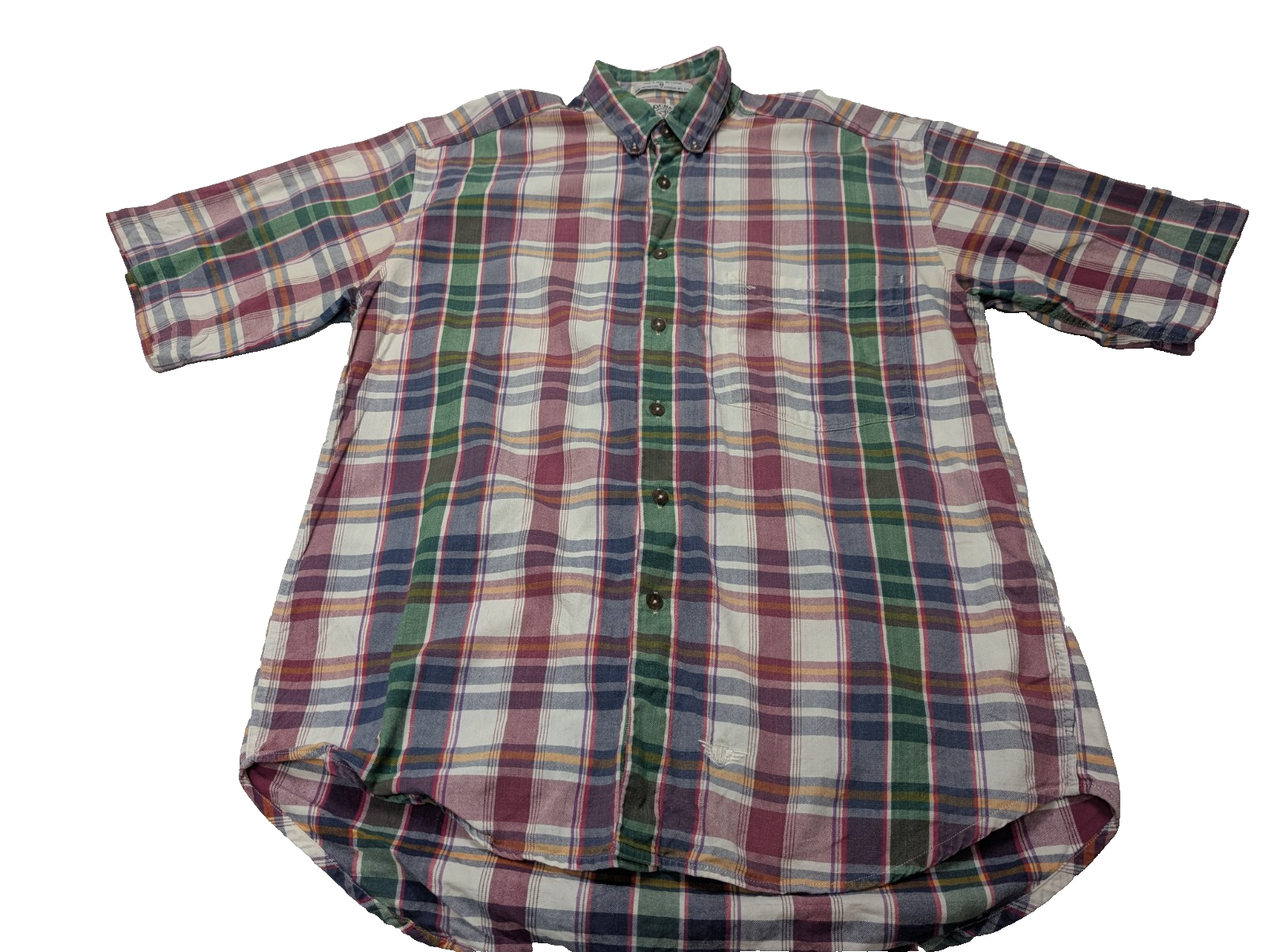 Chemise manches courtes Dockers bleu vert rouge blanc à carreaux taille M #186ms