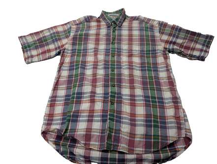 Chemise manches courtes Dockers bleu vert rouge blanc à carreaux taille M #186ms