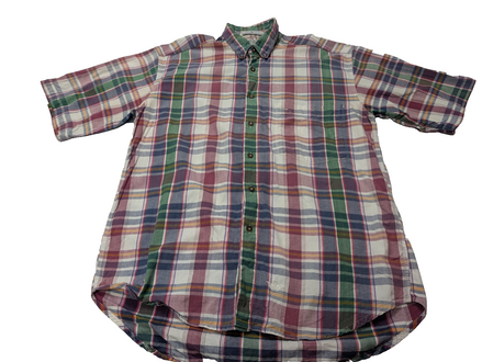 Chemise manches courtes Dockers bleu vert rouge blanc à carreaux taille M #186ms