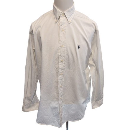 Chemise Ralph Lauren Blake M/L blanc uni 100% coton Manches longues