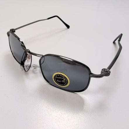Lunettes de soleil Y2K Bar-On Futuriste Métal Chromé Gris Foncé Effet Miroir