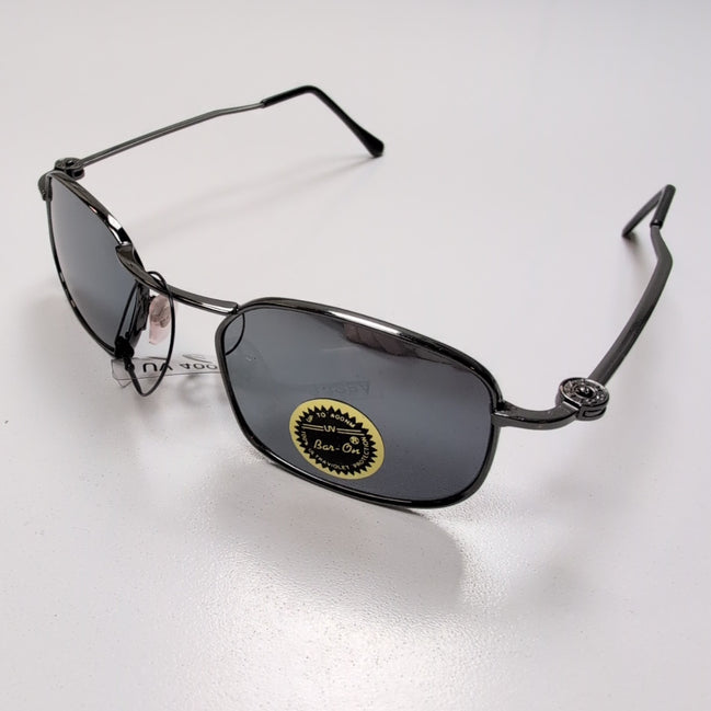 Lunettes de soleil Y2K Bar-On Futuriste Métal Chromé Gris Foncé Effet Miroir