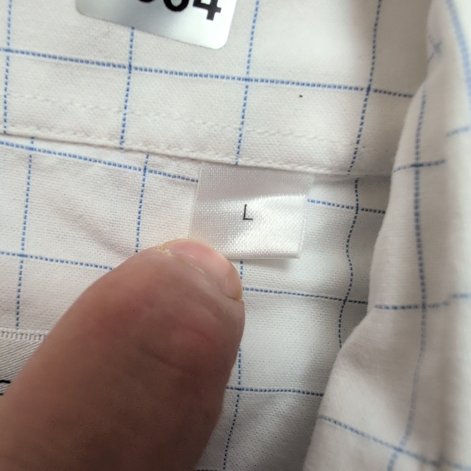 Chemise YVES SAINT LAURENT L Blanche Carreaux Bleus 100% Coton Logo Rose