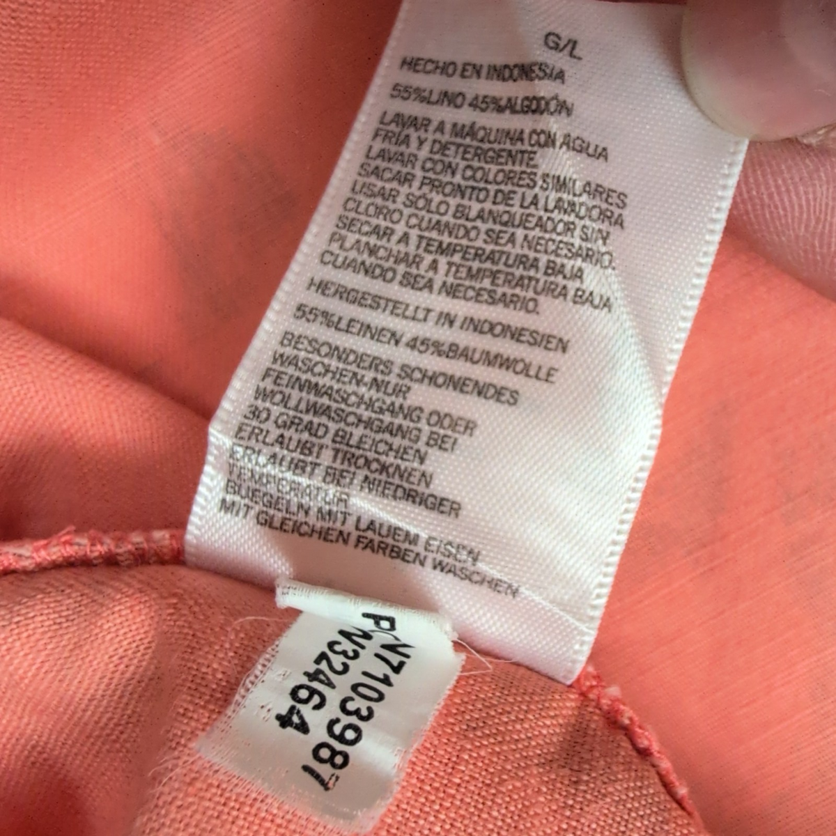 Chemise Hawaïenne Nautica XL Lin Coton Orange Saumon Coquillages manches courtes