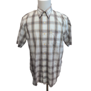 Chemise Manches Courtes Timberland Carreaux Marron et Blanc poche Taille M