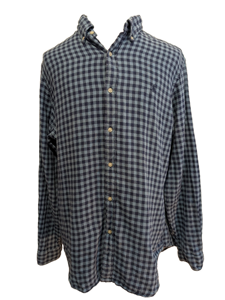 Chemise Polo Ralph Lauren Shirt XL Flanelle Doublée Carreaux Bleu Classic Fit BD