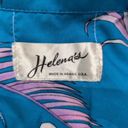 Chemise hawaïenne Helena's Made in Hawaii USA turquoise taille L #698h