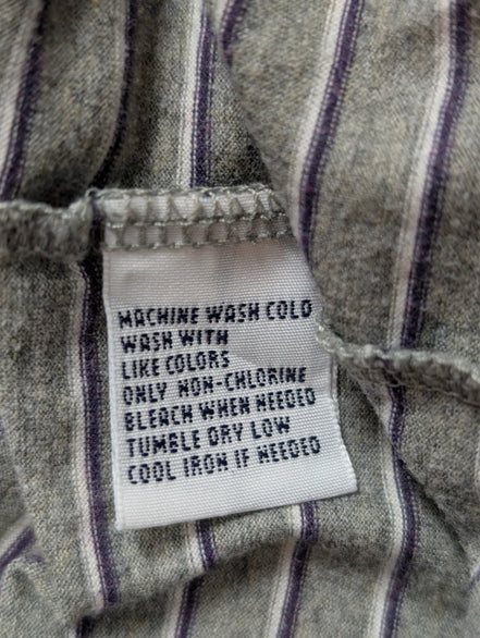 Polo manches courtes Polo Ralph Lauren L gris rayures Pima Lisle logo bas