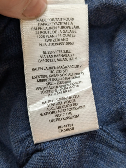 Pull Polo Ralph Lauren Neuf avec Étiquette - 100% Laine Mérinos - Taille XS