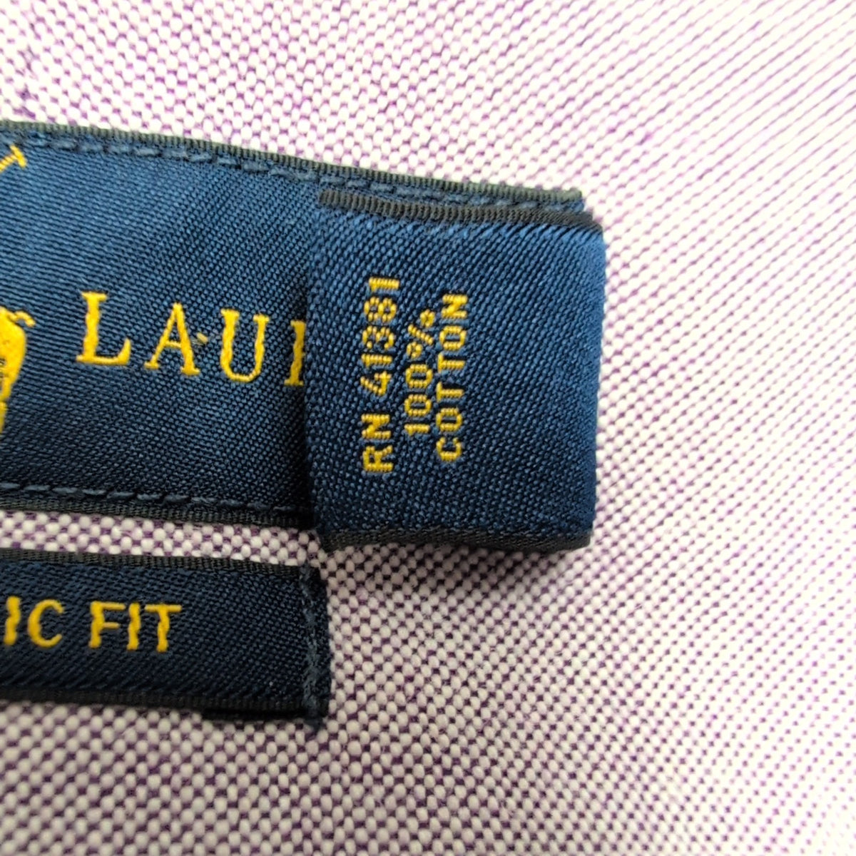 Chemise Ralph Lauren XL Violette Unie Logo Marron Manches Longues