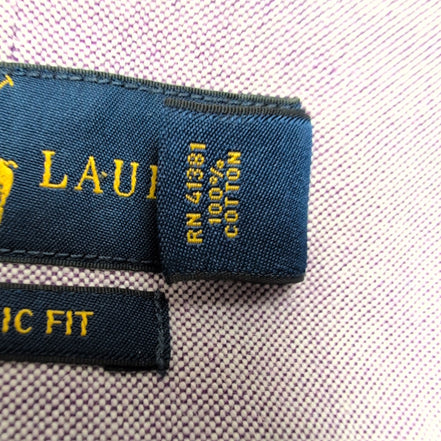 Chemise Ralph Lauren XL Violette Unie Logo Marron Manches Longues