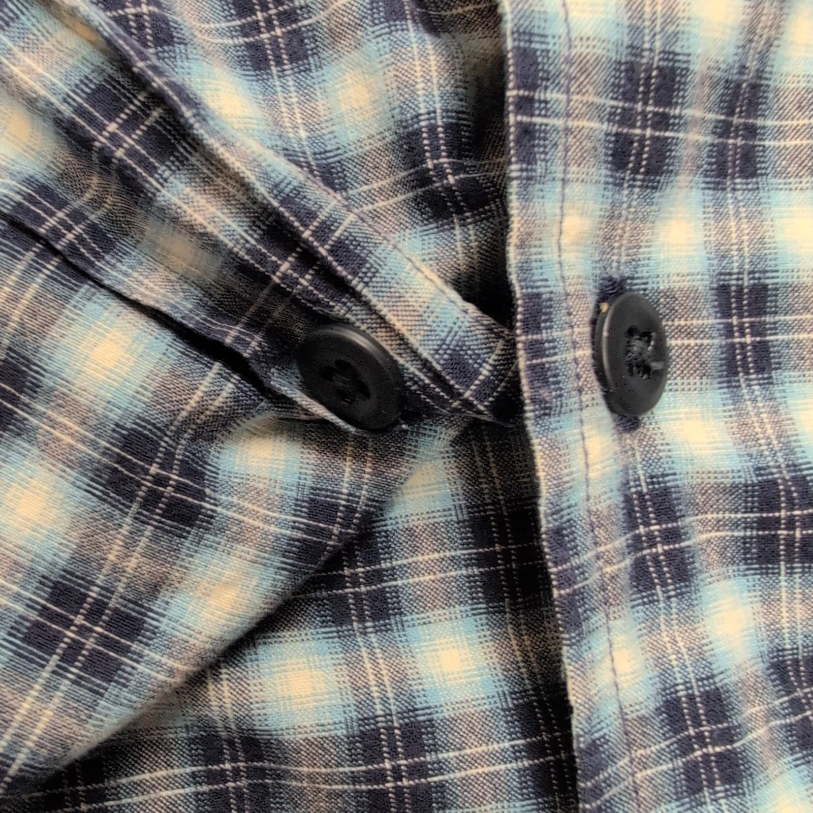 Chemise Nautica XL Carreaux Bleu Logo Métal Poche Manches Courtes
