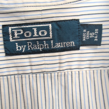 Chemise Polo Ralph Lauren L Bleu Rayée 100% Coton Sans Logo