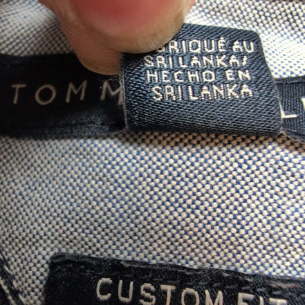 Chemise TOMMY HILFIGER 100% Lin Bleue Marine avec Poches Manches Longues - T.M