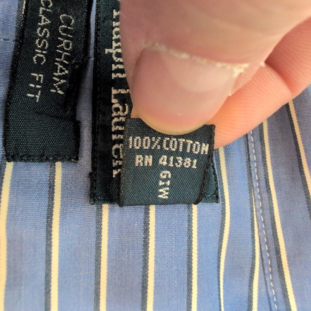 Chemise Polo Ralph Lauren Curham Rayée Bleu Blanc L Classic Fit