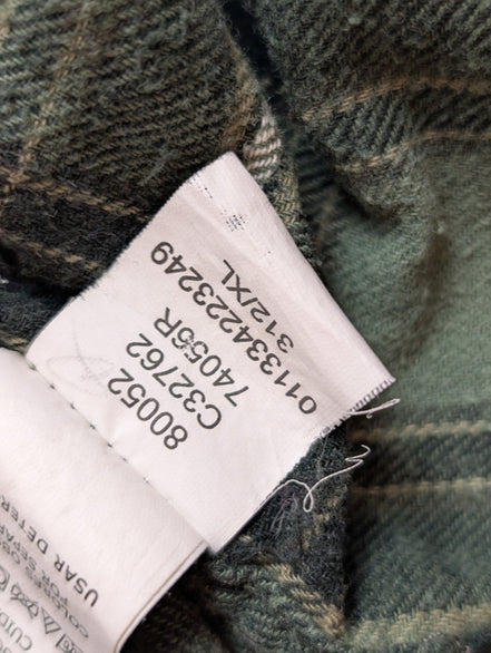 🐻 CHEMISE FLANELLE CHAPS XL (TG) CARREAUX VERT KAKI NOIR LOGO BRODÉ
