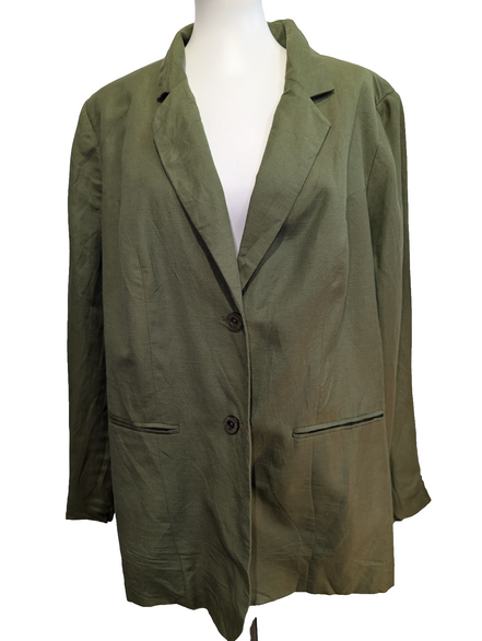 Blazer femme Jessica London Vert Kaki Taille 4XL Lin / Rayonne Neuf