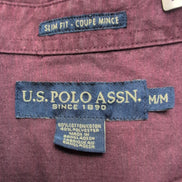 Chemise U.S. Polo Assn M Bordeaux Uni Slim Fit Logo Brodé Poche Coton
