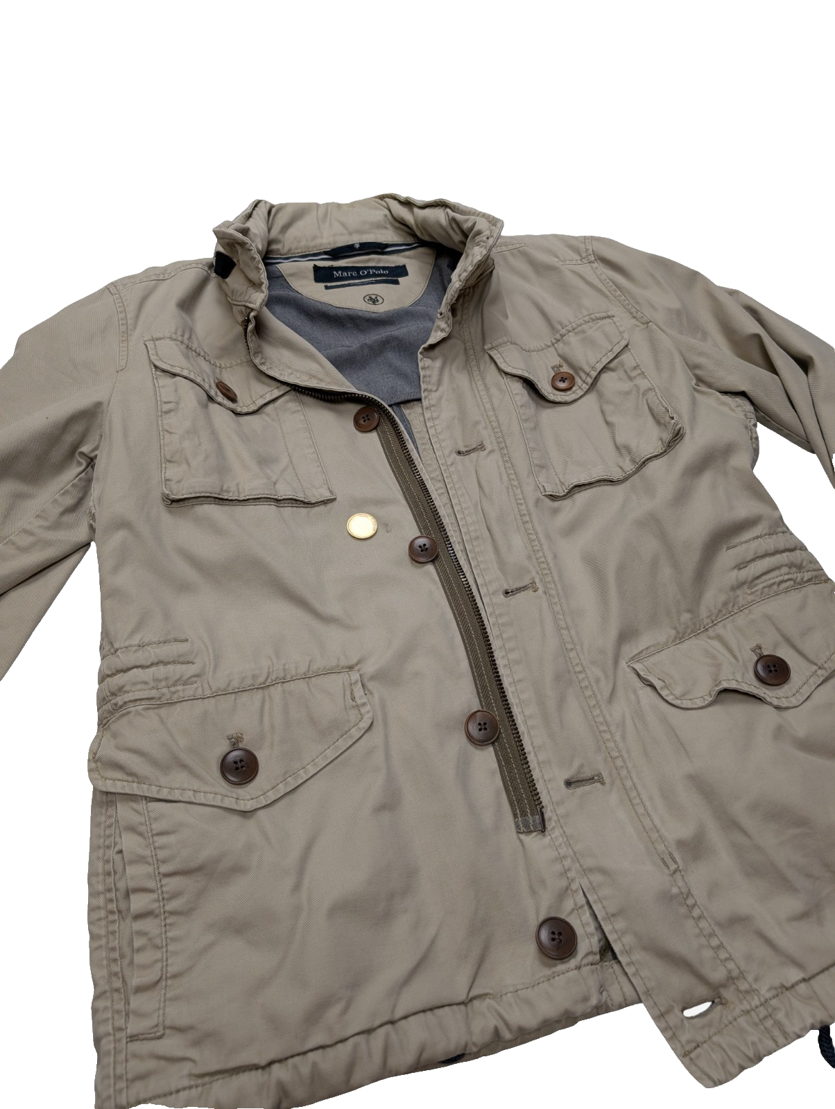 Marc O'Polo Veste Blouson Coton Crème Beige M Capuche Col Field Jacket | 313BSR