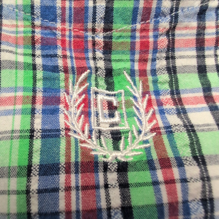 Chemise CHAPS verte à carreaux manches courtes taille L #105e