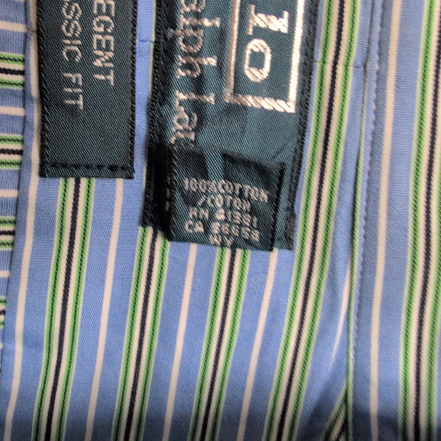 Chemise Polo Ralph Lauren Regent M/L Classic Fit Rayures Bleu Vert Coton Shirt