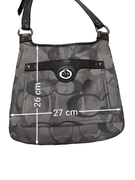 Sac à main Coach Signature gris toile cuir bandoulière