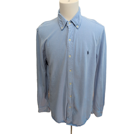 Chemise Ralph Lauren Featherweight Mesh Bleu Clair Logo Bleu L