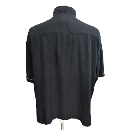 Chemise Harley Davidson XL Noir 100% Soie Boutons Gravés manches courtes