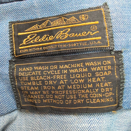 Chemise Eddie Bauer M L Bleu Effet Jean Coton Épaulettes Manches Longues