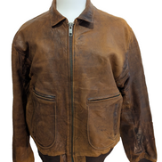 Scully Blouson Veste Cuir Véritable Vintage Marron Clair T44 XL Aviateur
