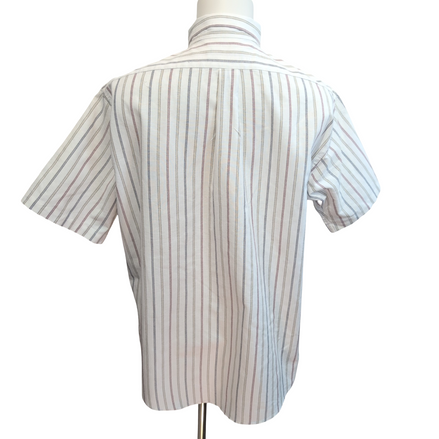 Chemise Arrow Made in USA XL Oxford Blanc Rayures manches courtes