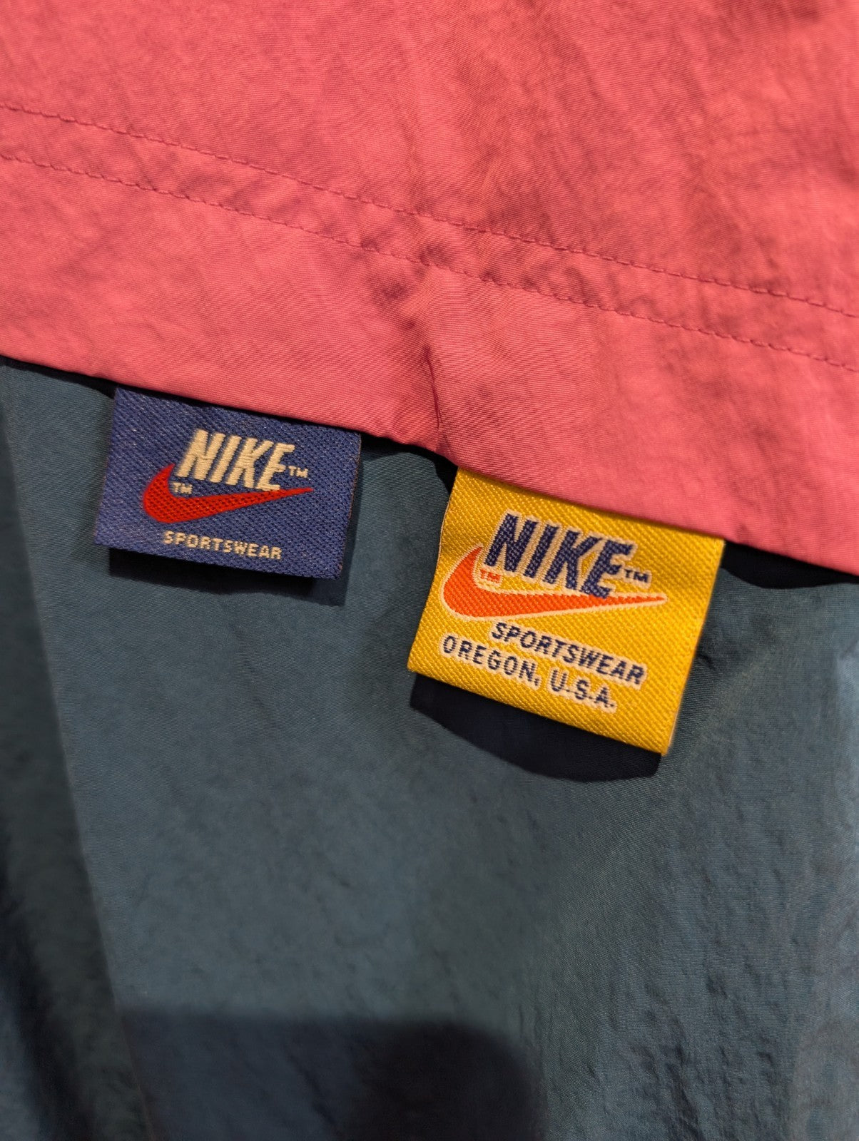 NIKE Veste Long Coupe-Vent Femme XL Rose Bleu Blanc Vintage Neuf | 322BSR