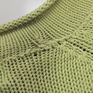 L.L.Bean Pull Femme M Vert Pistache 100% Coton Maille Texturée Col Rond