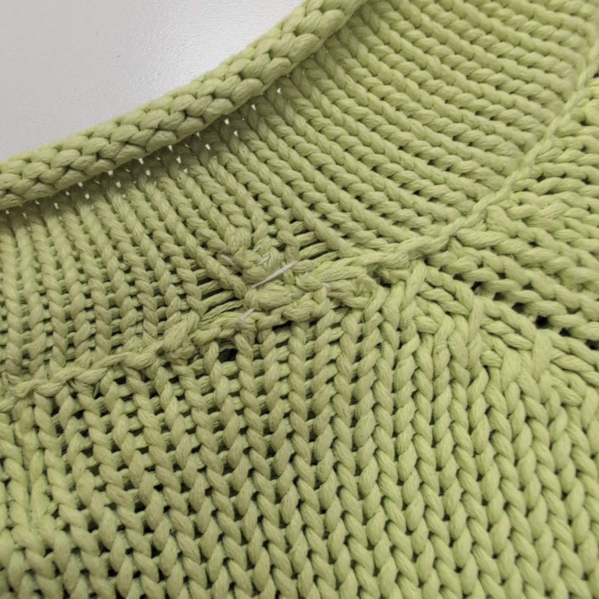 L.L.Bean Pull Femme M Vert Pistache 100% Coton Maille Texturée Col Rond