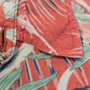 Chemise Hawaïenne Caribbean Joe Rayon Rouge Clair & Fleurs Vertes - Taille M