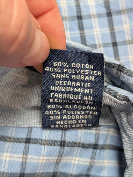 Chemise CHAPS manches courtes bleu à carreaux taille XL #233msch