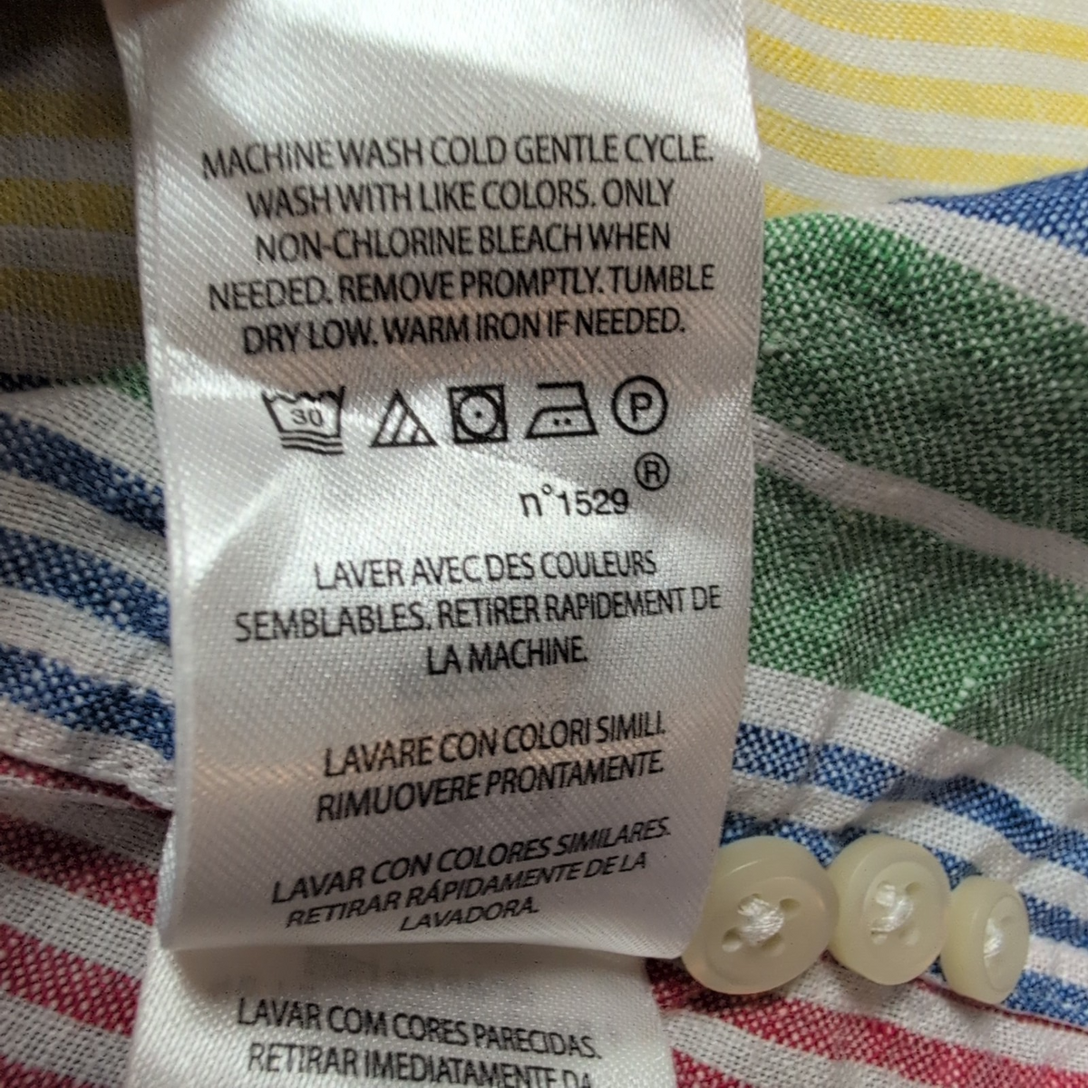 Chemise Polo Ralph Lauren XXL Lin Rayures Multicolores Classic Fit QR Code