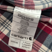 Chemise Carhartt XL Flanelle Rouge Carreaux Relaxed Fit 2 Poches manches longues