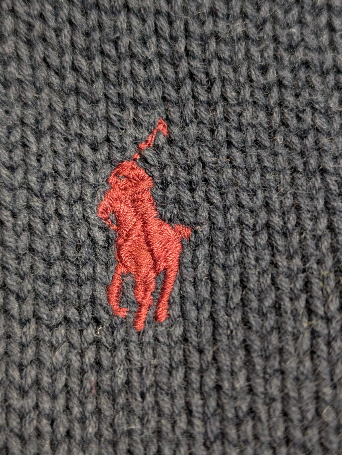 Pull Polo Ralph Lauren XL bleu marine col rond coton logo rouge brodé