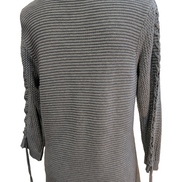 Pull Calvin Klein Col Rond Gris Clair Manches 3/4 Ficelées - Taille M